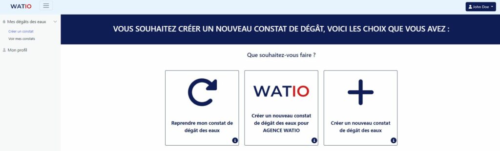 WATIO_Créer un nouveau constat